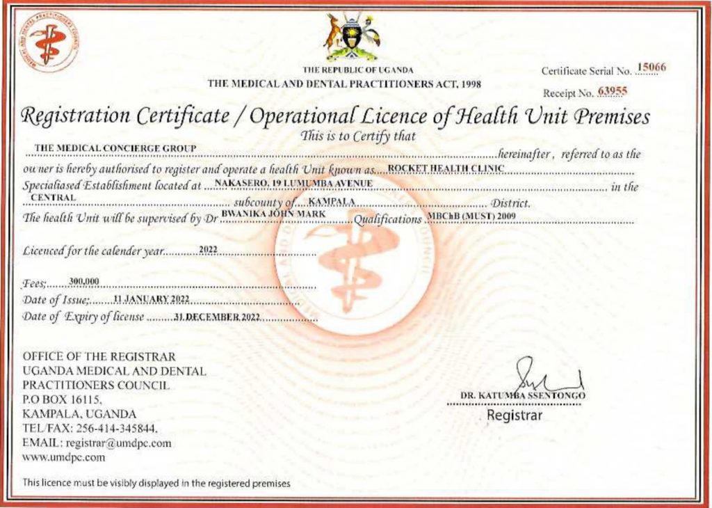 TMCG Clinic Operational License 