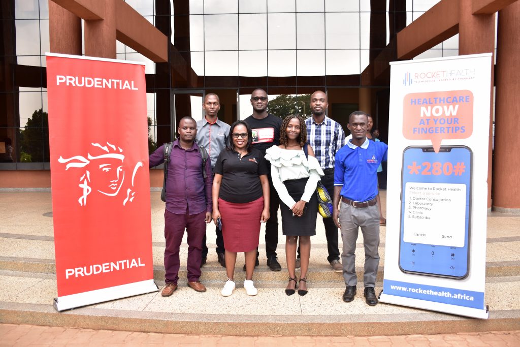Nassir Katuramu-Volunteer-Ashoka (2nd from the right), Rocket Health team with partners from Prudential Insurance at an activation event. 